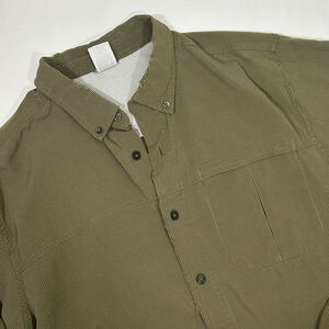 The North Face Distressed Olive Green Button-Down Shirt Long Sleeve Mens Large‎